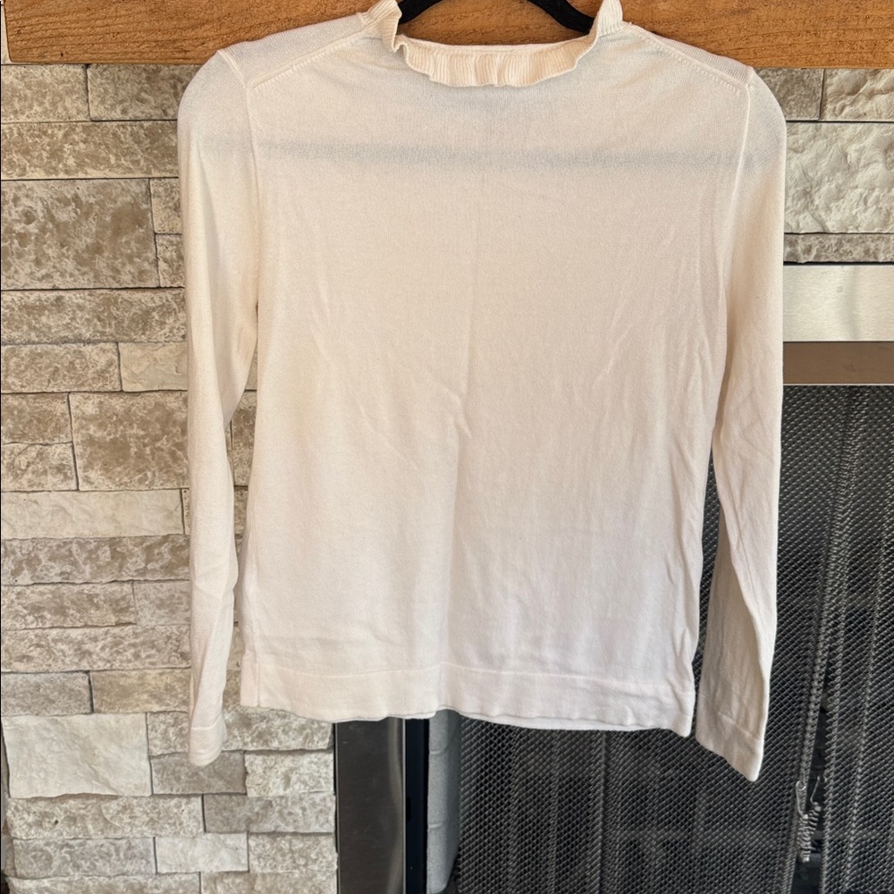 J.Crew Ivory Ruffle Neck Pullover - Picture 4 of 6